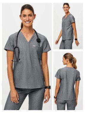 FIGS Catarina One-Pocket Scrub Top Size Small Graphite